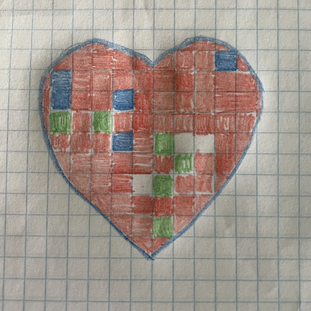 Completed Valentine's Day heart game