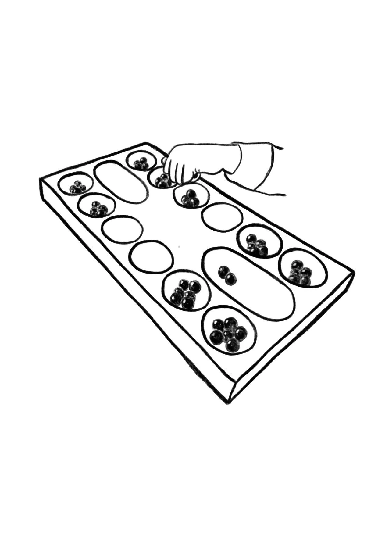 Children playing games in focused silence