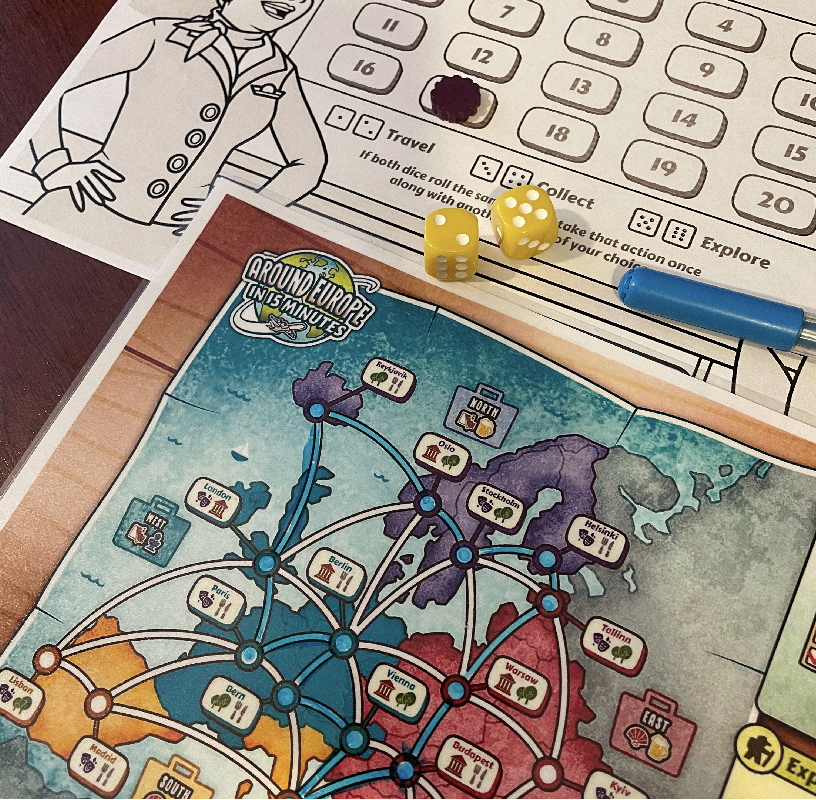 Solo game in progress for Around the World in 15 Minutes