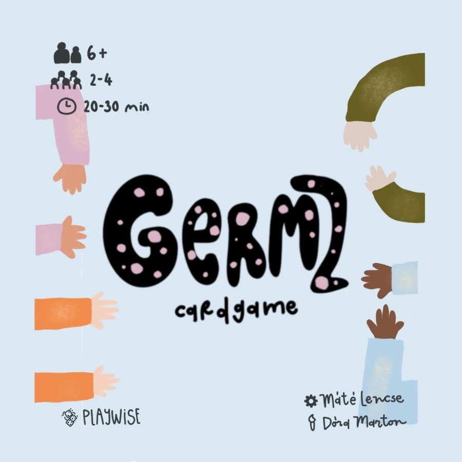 Germz card game showing spatial card placement mechanics