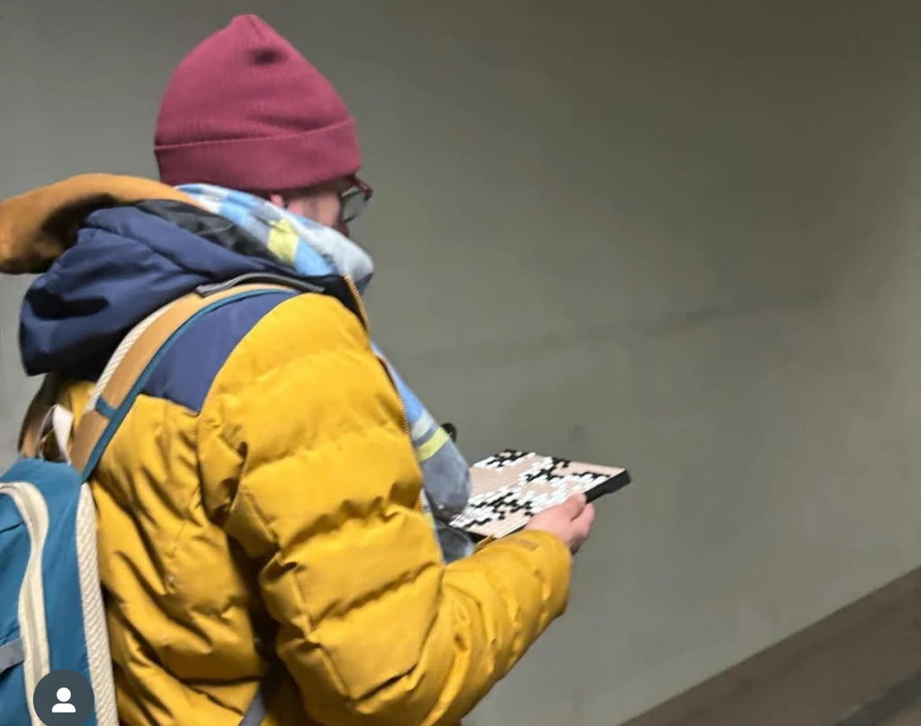 Máté analyzing Go positions while walking